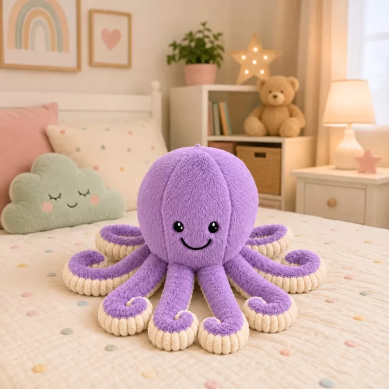 LEAN TOYS pehmo-oktopus pehmoeläin joustavilla lonkeroilla lila 50 cm