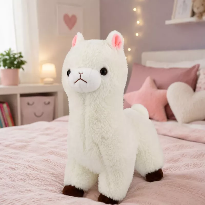 LEAN TOYS pehmo-alpakka laama pehmeä turkki valkoinen 38 cm