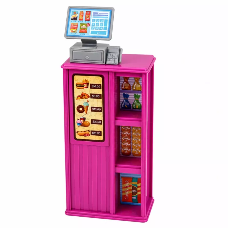 LEAN TOYS Anlily nukke kassa myyjä kassakone ruokaleikkisarja
