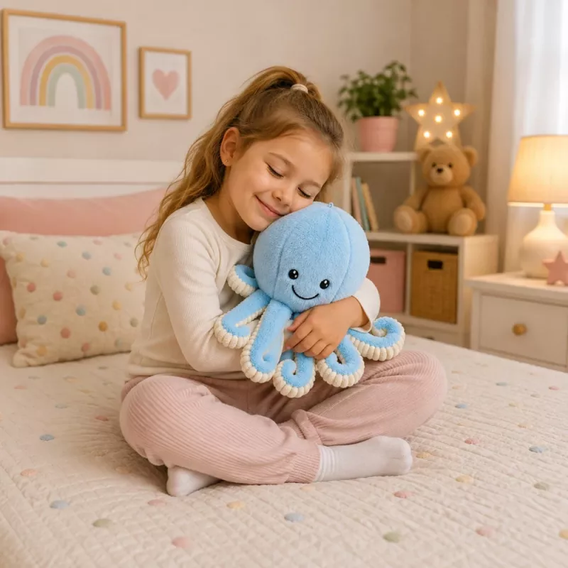 LEAN TOYS pehmeä mustekala pehmolelu joustavilla lonkeroilla sininen 50 cm