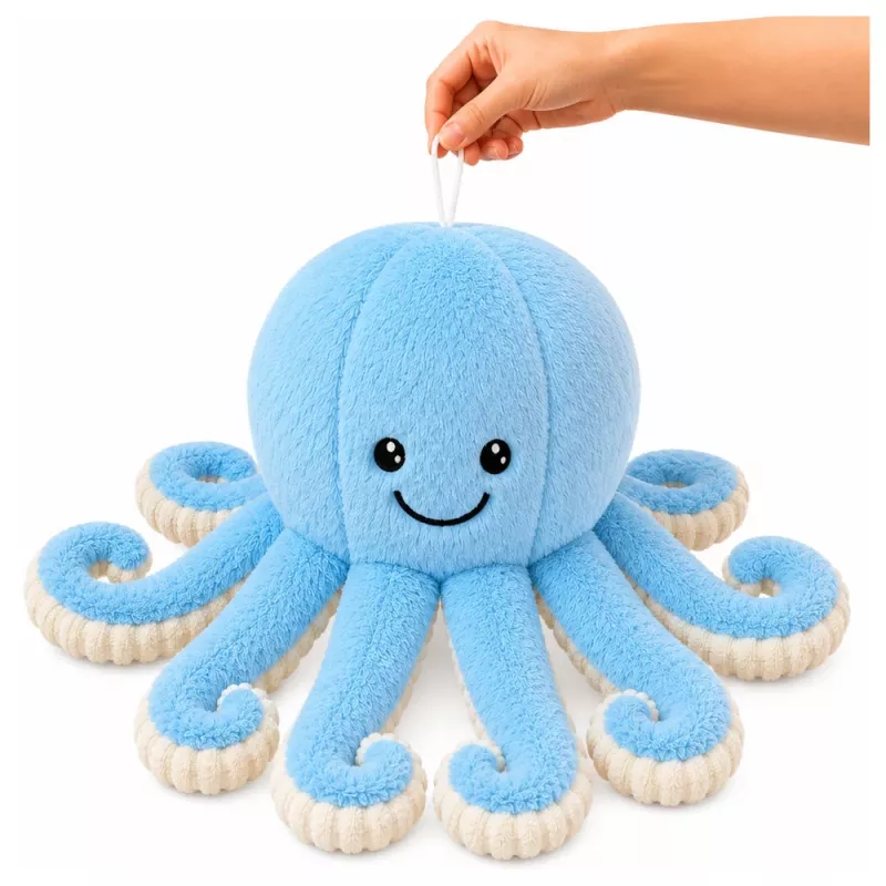 LEAN TOYS pehmeä mustekala pehmolelu joustavilla lonkeroilla sininen 50 cm