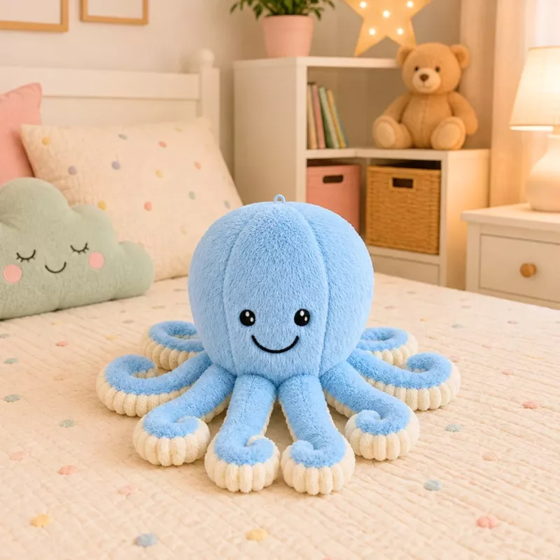 LEAN TOYS pehmeä mustekala pehmolelu joustavilla lonkeroilla sininen 50 cm