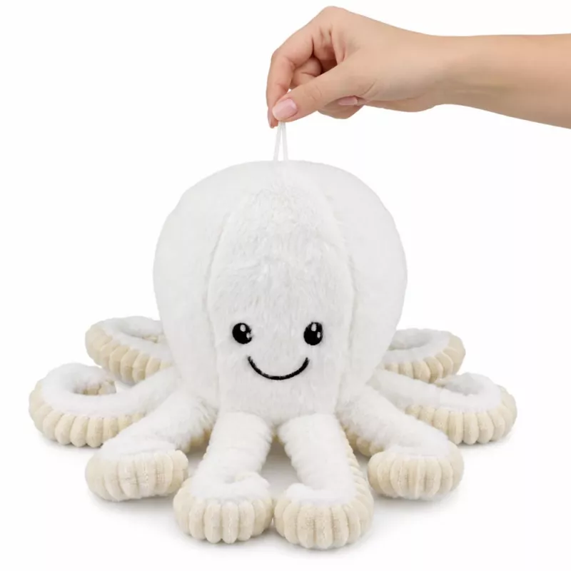 LEAN TOYS pehmeä mustekala joustavilla lonkeroilla, valkoinen, 50 cm