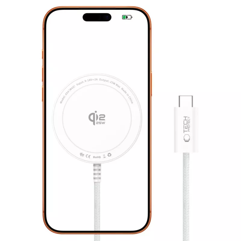 TECH-PROTECT A54 magneettinen MagSafe langaton laturi 25W Qi2.2 valkoinen
