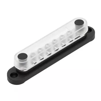 Busbar Solvian 48V 150A – 4-pulttinen tinattu kuparinen virranjakopalikka DC-järjestelmiin
