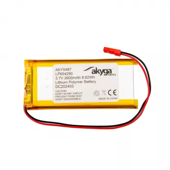 Akyga AKY0487 Li-Po-akku 3,7V 2600mAh LP654290 PCM:llä, JST 2,54 2-pin, 150mm kaapeli