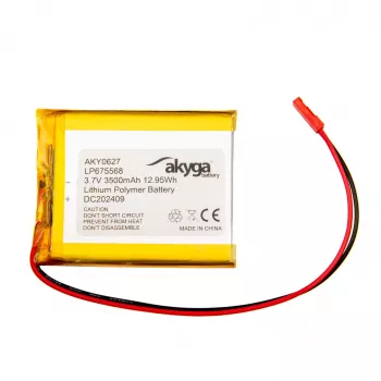 Akyga AKY0627 LP675568 Li-Po-akku 3,7 V 3500 mAh PCM:llä, JST 2,54 mm 2-pin, 150 mm kaapeli