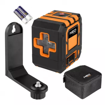 NEO TOOLS 75-142 ristilinjalaser, 20 m kantama, punainen säde, itsetasautuva, IP54, magneettipidikkeellä ja laukulla