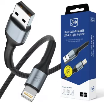 3mk Hyper Cable N-SERIES USB-A - Lightning 1 m 5V/2.4A 12W musta