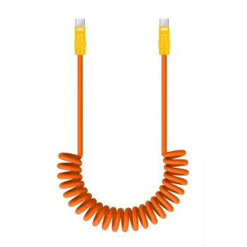 Newell USB-C - USB-C kaapeli 100 W, 1,5 m, silikoni, spiraali, oranssi-keltainen