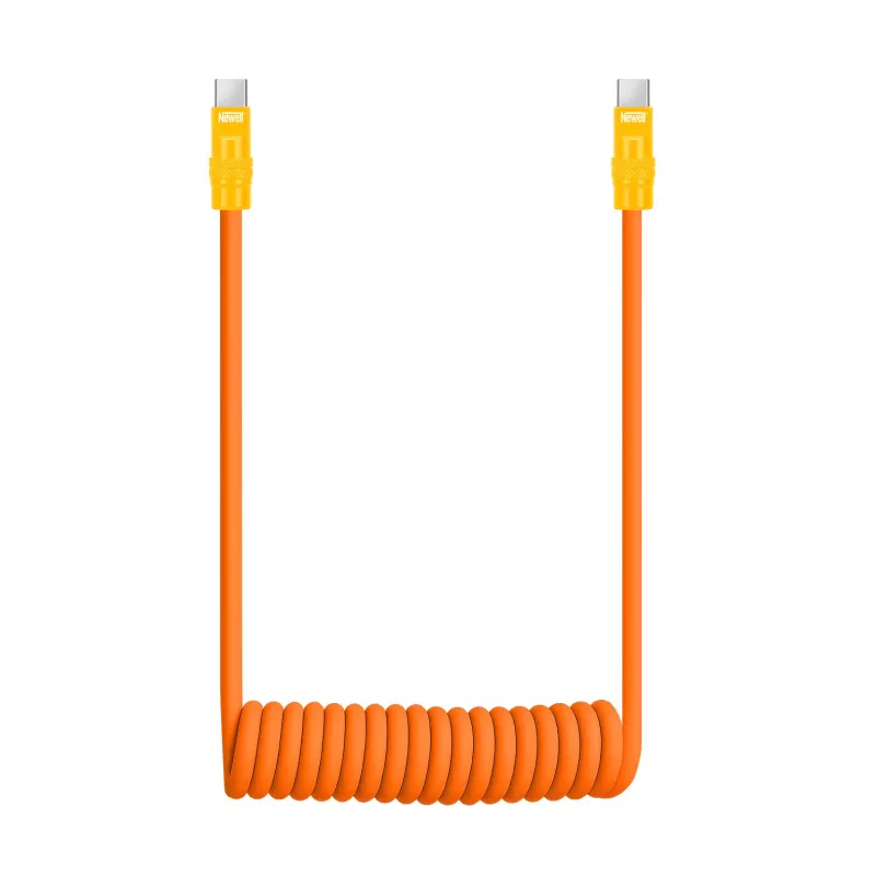 Newell USB-C - USB-C kaapeli 100 W, 1,5 m, silikoni, spiraali, oranssi-keltainen