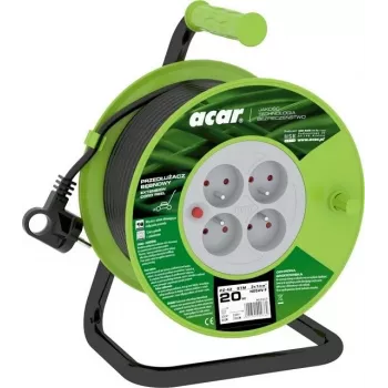 ACAR PZ-4Z/OTM H05VV-F 3G1.0 20m kelattava jatkojohto lämpösuojalla, 4 suko-pistorasiaa, 230V/10A, IP20, musta/oranssi