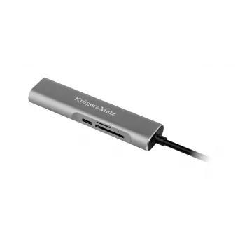 KRUGER & MATZ KM0390 USB-C-keskitin 4K-HDMI:llä, 2x USB 3.0, SD-/microSD-kortinlukijalla ja 100W Power Deliveryllä