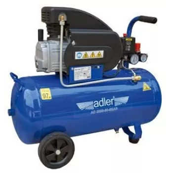 Adler AD 2050-50 50L öljyvoideltu ilmakompressori, 8 bar, 230V, 2 hv, 206 L/min imuteho, pyörät ja kahva