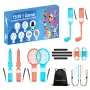 HURTEL Family Accessories Pack 15 in 1 Nintendo Switch 2 -konsolille - oranssi ja sininen setti