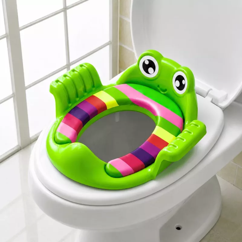 LEAN TOYS wc-istuimen suojus lapsille, pehmeä istuin kahvoilla, vihreä
