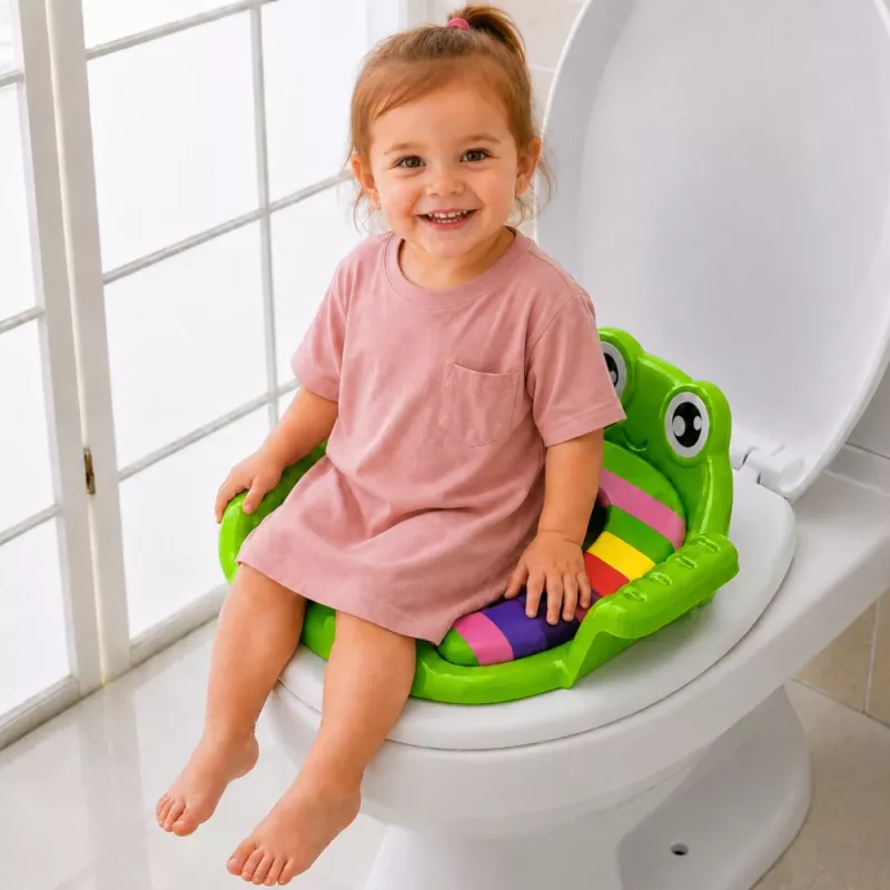 LEAN TOYS wc-istuimen suojus lapsille, pehmeä istuin kahvoilla, vihreä