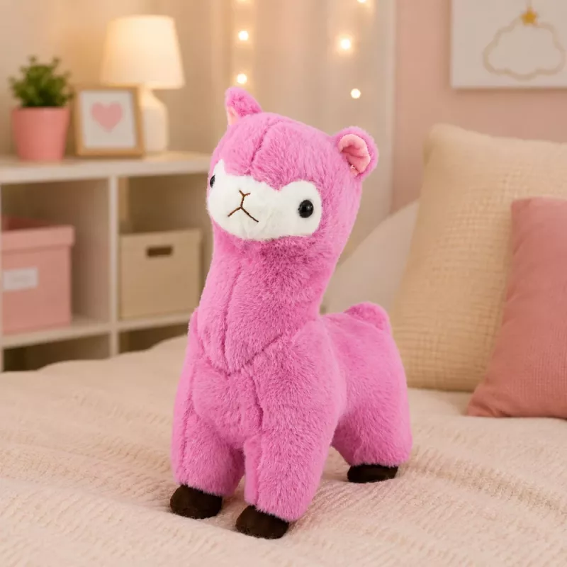 LEAN TOYS pehmeä alpakka-laama pehmolelu pehmeä turkki pinkki 38 cm