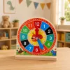 LEAN TOYS puinen oppimiskello kellonajan opetteluun liikkuvilla viisareilla ja korteilla, 55 osaa