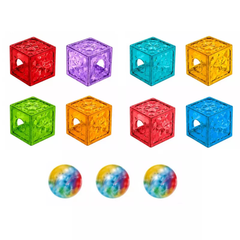 LEAN TOYS magneettiset rakennuspalikat kuutio pallorata värillinen 33 osaa