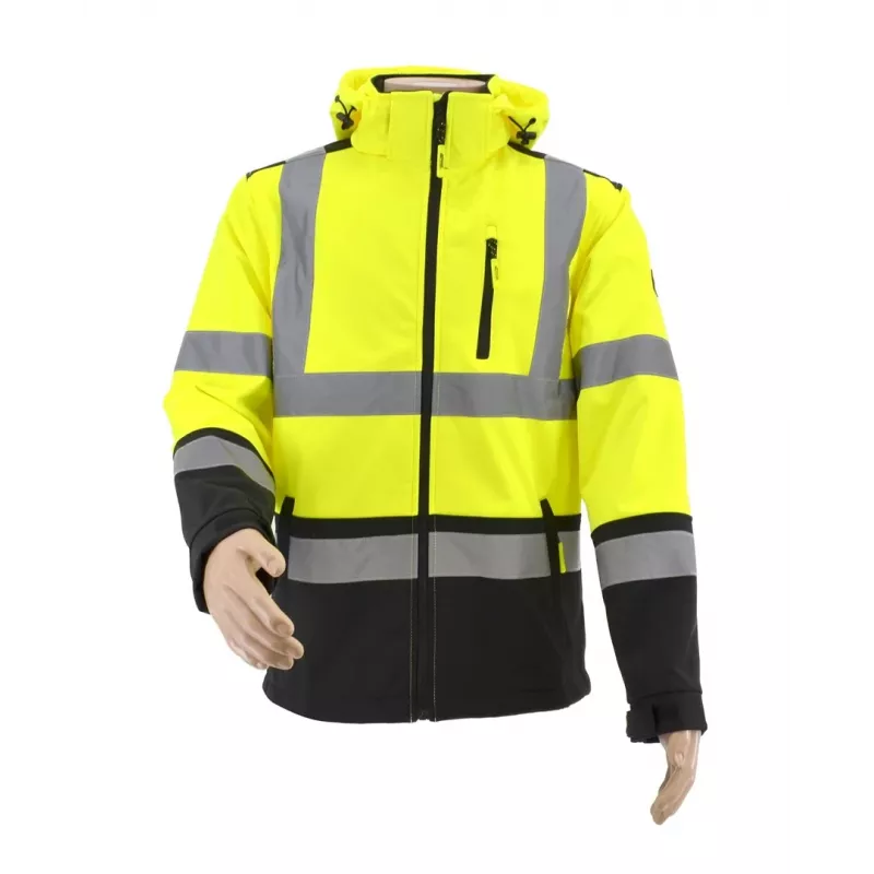 AWTOOLS softshell-takki T3 korkea näkyvyys, heijastava, musta, koko S