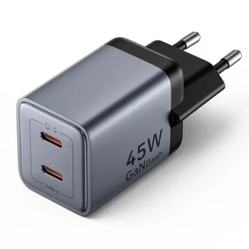 VENTION GaN 90W Dual-USB-C -seinälaturi (45W+45W) - musta