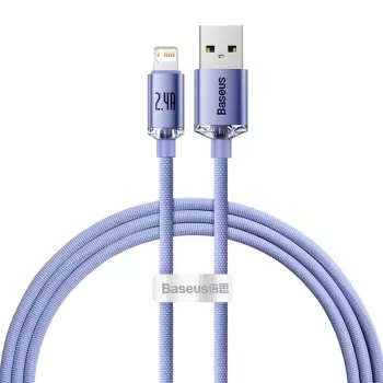 Baseus Crystal Shine Lightning - USB-A-kaapeli 1,2 m violetti, 2,4 A pikalataus