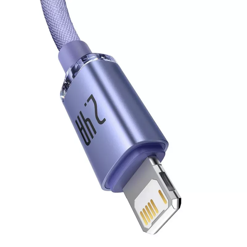 Baseus Crystal Shine Lightning - USB-A-kaapeli 1,2 m violetti, 2,4 A pikalataus