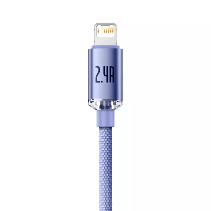 Baseus Crystal Shine Lightning - USB-A-kaapeli 1,2 m violetti, 2,4 A pikalataus