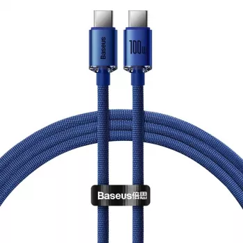 Baseus USB-C - USB-C Crystal Shine -kaapeli 100W 1,2m sininen