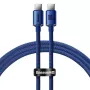 Baseus USB-C - USB-C Crystal Shine -kaapeli 100W 1,2m sininen
