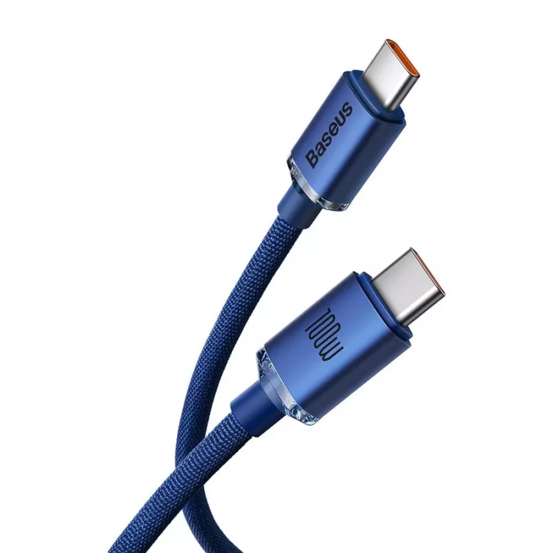 Baseus USB-C - USB-C Crystal Shine -kaapeli 100W 1,2m sininen