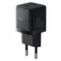 Baseus 20W USB-C & USB-A -seinälaturi PD 3.0 & QC 3.0, EU-pistoke, musta