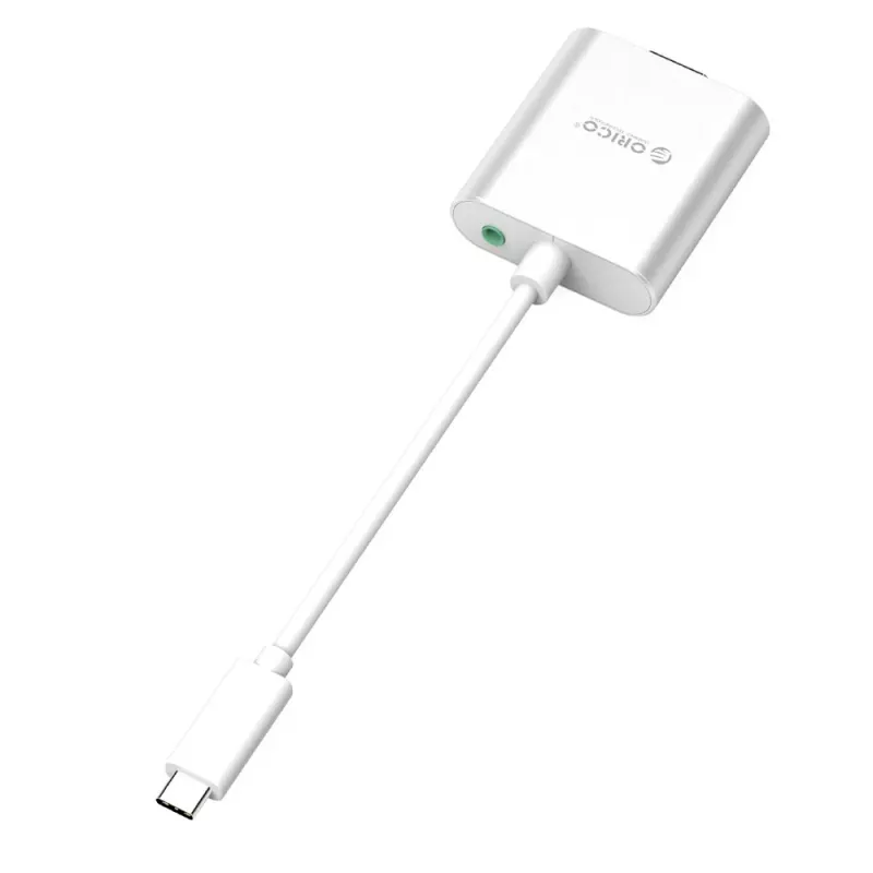 ORICO PTAV USB-C - VGA ja 3,5 mm äänisovitin, Full HD 1080p, 15 cm, hopea