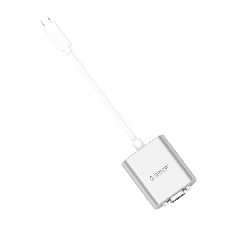 ORICO PTAV USB-C - VGA ja 3,5 mm äänisovitin, Full HD 1080p, 15 cm, hopea