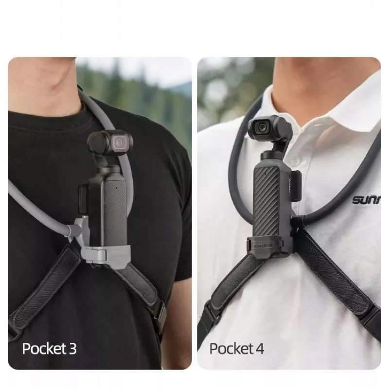 SUNNYLIFE joustava kaulateline DJI Osmo Pocket 3/4, POV-toimintakameroille, musta