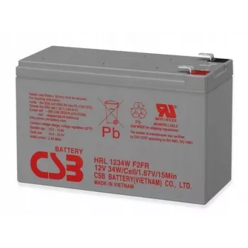CSB HRL1234WF2 12V 9Ah pitkäikäinen VRLA-akku – 8-10 vuoden suunniteltu käyttöikä, Faston F2 -liittimet