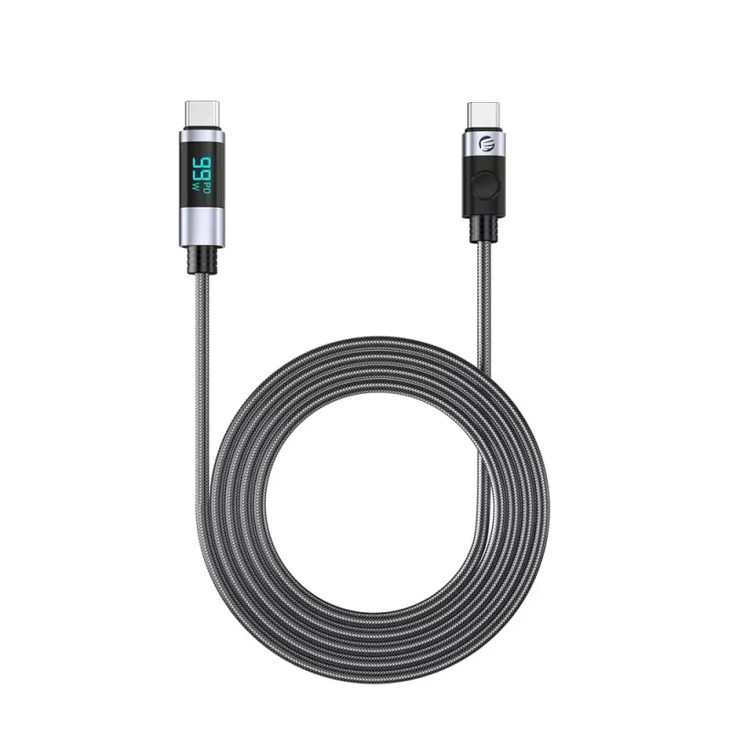 ORICO LDC2C USB-C - USB-C PD 100W kaapeli LED-näytöllä, 480 Mbps, 2m, 2 kpl:n pakkaus, musta