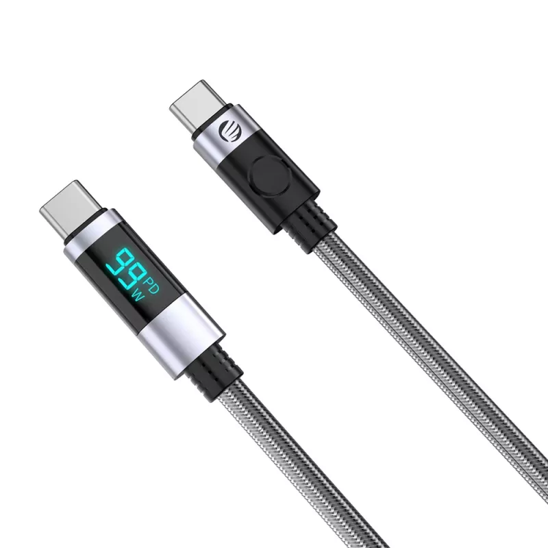 ORICO LDC2C USB-C - USB-C PD 100W kaapeli LED-näytöllä, 480 Mbps, 2m, 2 kpl:n pakkaus, musta