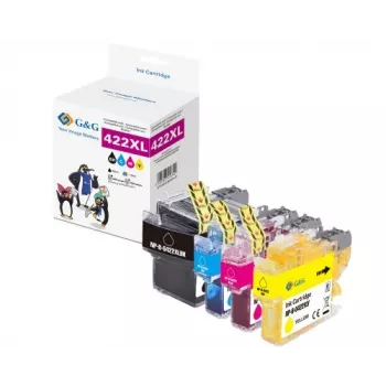 G&G 20588 mustekasettisarja, korvaa Brother LC422XLVAL, 4 kpl:n pakkaus