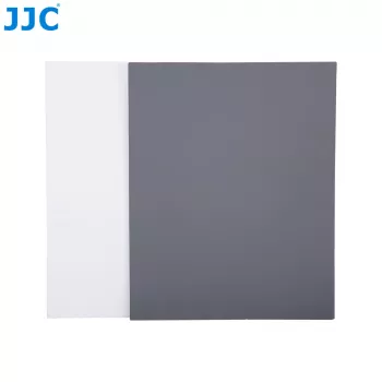 JJC GC-sarja 2-in-1 valokuvauksen kalibrointikorttisarja – 18% harmaakortti ja valkotasapainokortti, 20 x 25 cm, kestävä muovi, kantohihnalla