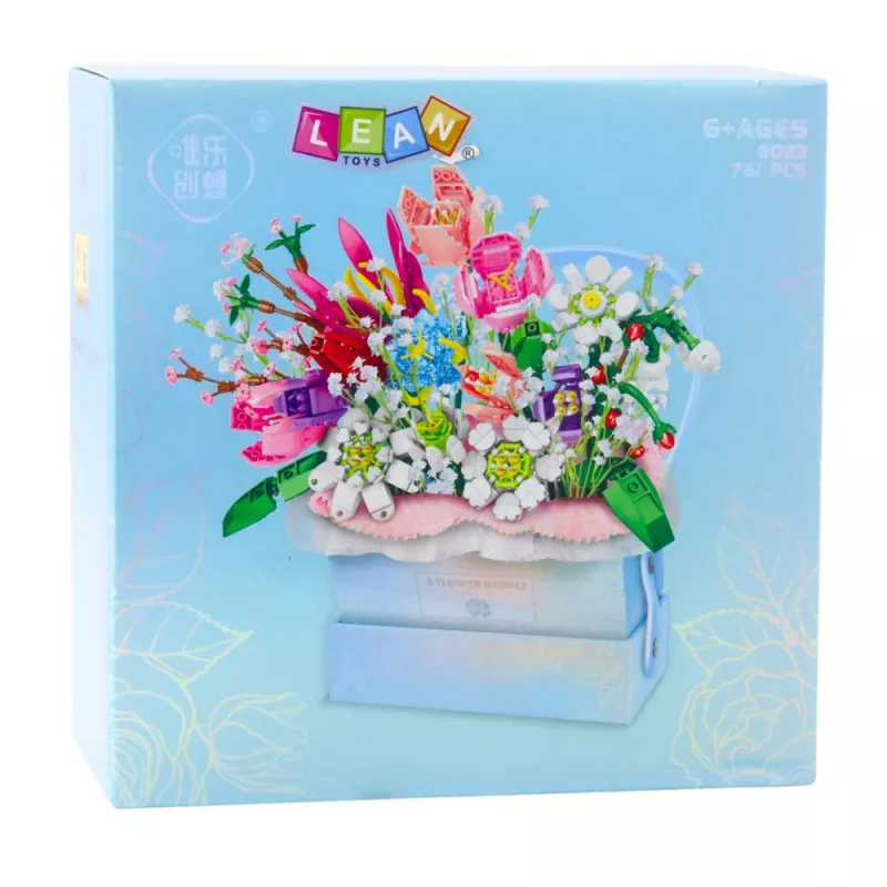 LEAN TOYS rakennuspalikat kokoonpano laatikossa Floral sininen LED-laatikko 761 osaa