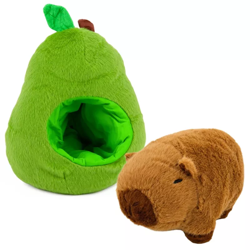 LEAN TOYS vihreä avokado kapybaaralla 2-in-1 käännettävä pehmolelu 25 cm