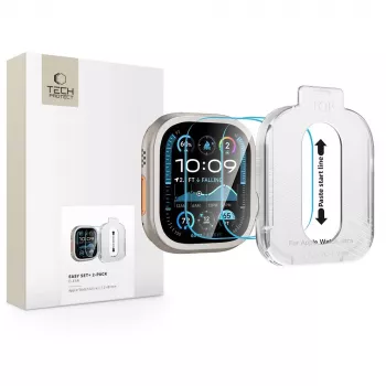 Tech-Protect Easy Set+ näytönsuoja Apple Watch Ultra 1/2/3:lle (49 mm), 2 kpl:n pakkaus