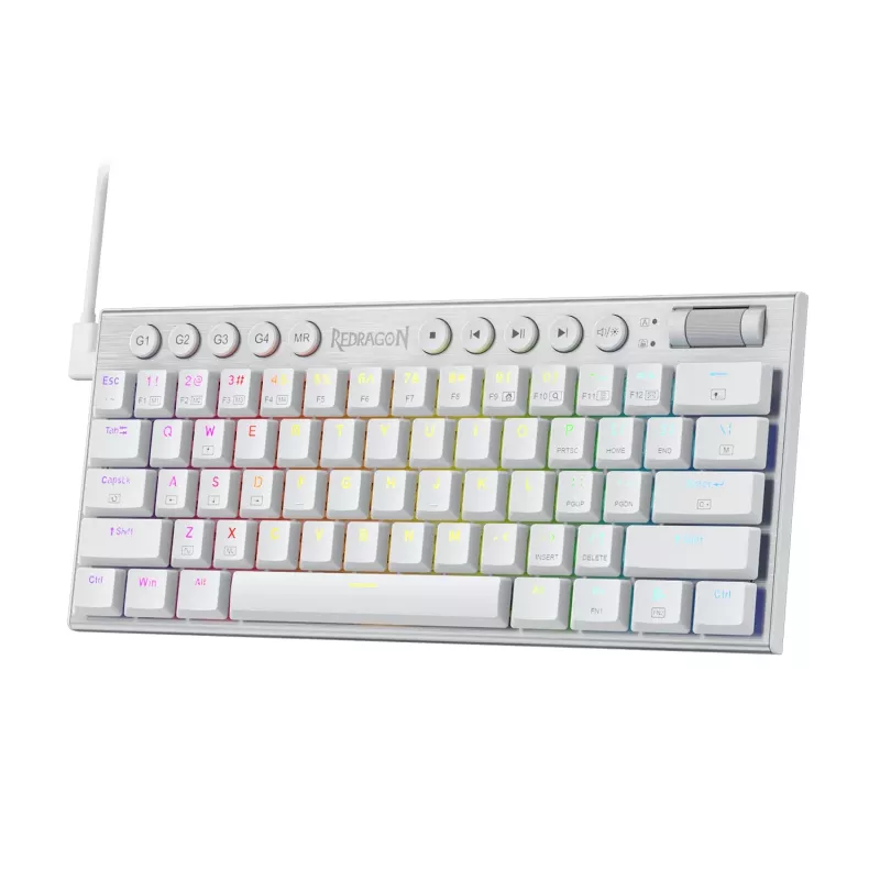 Redragon K632 HORUS Mini 60% RGB langallinen pelinäppäimistö - valkoinen