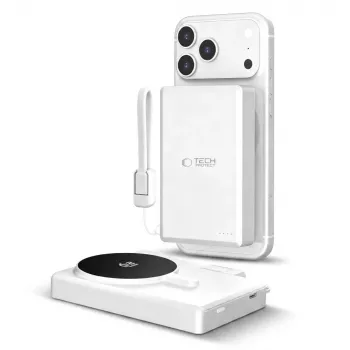 TECH-PROTECT PB40 LIFEMAG MagSafe varavirtalähde 10000mAh 25W Qi2.2 valkoinen/hopea