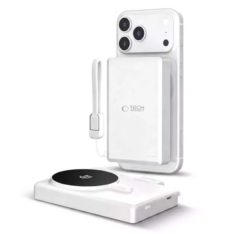 TECH-PROTECT PB40 LIFEMAG MagSafe varavirtalähde 10000mAh 25W Qi2.2 valkoinen/hopea