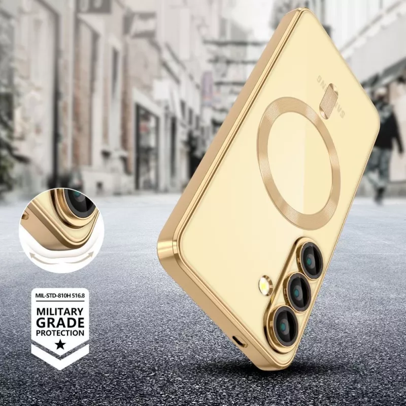 Tech-Protect Magflex MagSafe Samsung Galaxy S25 Edge kotelo Shiny Gold