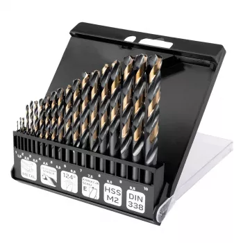 NEO TOOLS HSS-CNC metalliporanteräsarja, 124°, Pro-Tec, 1,0-10,0 mm, 19 osaa