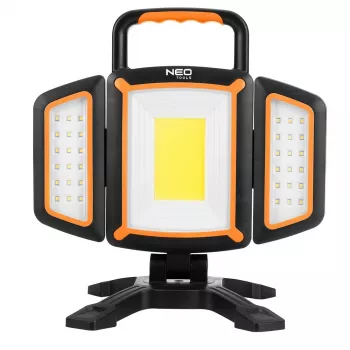 NEO TOOLS 99-125 ladattava COB LED työvalaisin 2000lm, 20W, 6500K kylmä valkoinen, 4400mAh Li-Ion, USB-C, magneettijalka, IP44